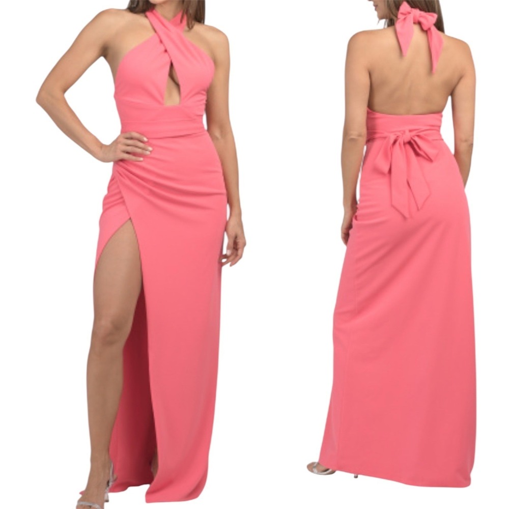 NEW Show Me Your Mumu Adele Halter Size M Maxi Dress Flamingo Pink Formal‎ Gown